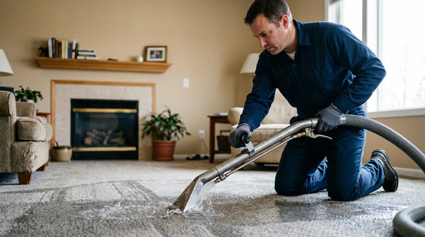 Water damage restoration technician working near Cleveland, TX